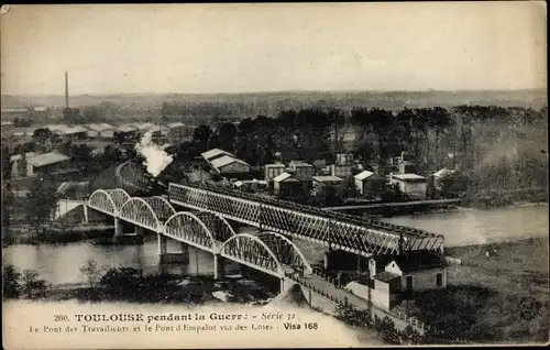 Ak Toulouse Haute Garonne, Brücke, Blick auf den Ort