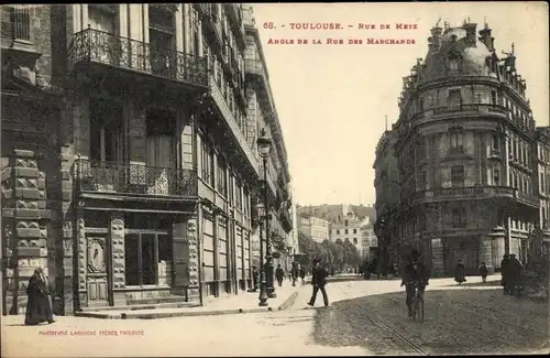 Ak Toulouse Haute Garonne, Rue de Metz, Angle de la Rue des Marchands