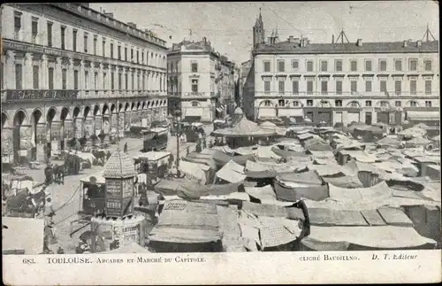 Ak Toulouse Haute Garonne, Arcades et Marche du Capitole