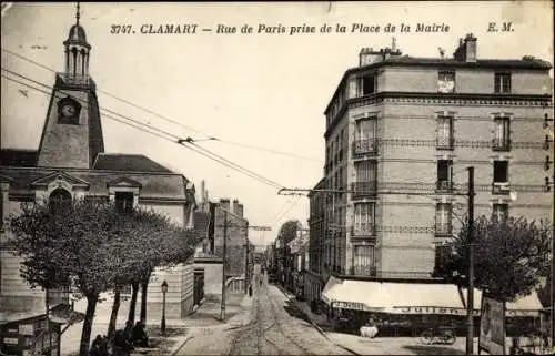 Ak Clamart Hauts de Seine, Rue de Paris prise de la Place de la Mairie