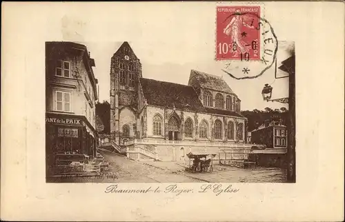 Präge Passepartout Ak Beaumont le Roger Eure, L'Eglise