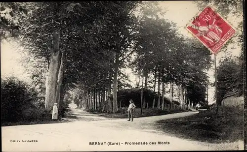 Ak Bernay Eure, Promenade des Monts