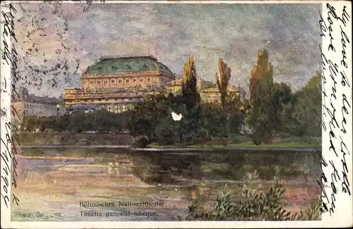 Künstler Ak Praha Prag Tschechien, Böhmisches Nationaltheater