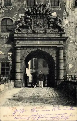 Ak Torgau an der Elbe, Schlossportal