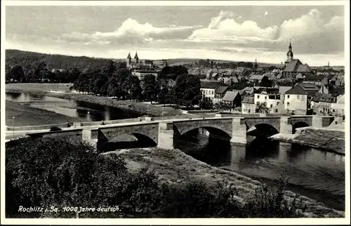 Ak Rochlitz an der Mulde, Stadt mit Brücke