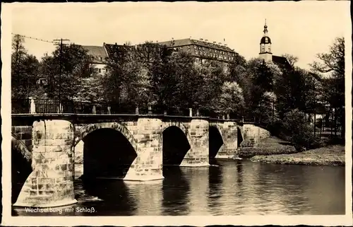 Ak Wechselburg in Sachsen, Schloss, Brücke