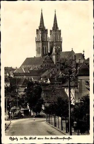 Ak Oschatz, Teilansicht mit Kirche