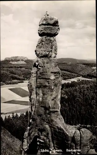 Ak Pfaffendorf Königstein an der Elbe Sächsische Schweiz, Barbarine, Schwierige Kletterei