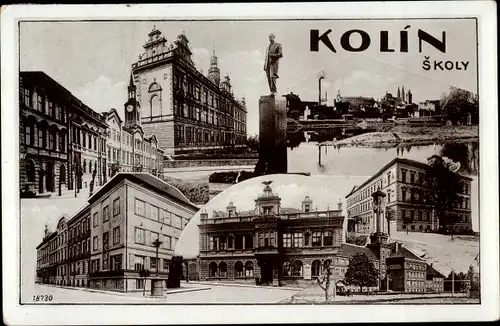 Ak Kolín Köln an der Elbe Mittelböhmen, Skoly, Stadtansichten