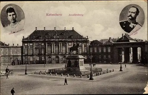 Ak København Kopenhagen Dänemark, Schloss Amalienberg, Porträt König Frederik VIII, Königin Louise