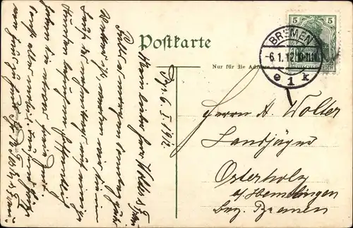 Ak Hansestadt Bremen, Domshaide mit Post, Straßenbahn