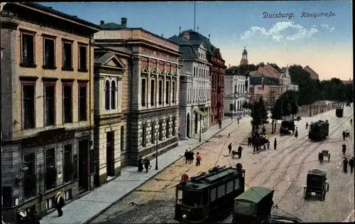 Ak Duisburg im Ruhrgebiet, Königstraße, Straßenbahn