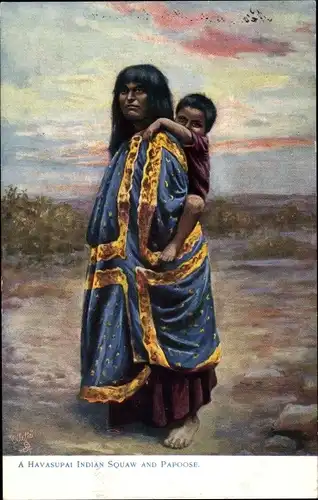 Künstler Ak A Havasupai Indian Sqaw and Papoose