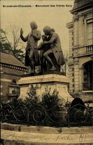 Ak Saint Just en Chaussée Oise, Monument des freres Haüy