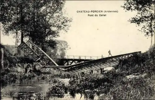 Ak Château Porcien Ardennes, Pont du Canal