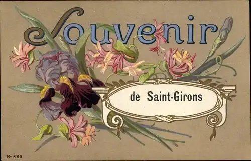 Ak Saint Girons Ariège, Souvenir, fleurs