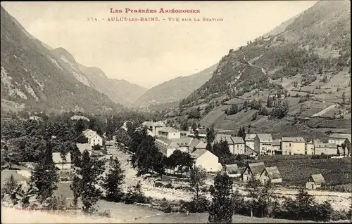 Ak Aulus les Bains Ariege, Vue sur la Station