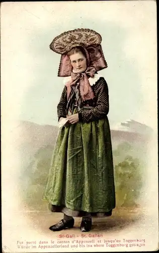 Ak St. Gallen Schweiz, Frau in Volkstracht