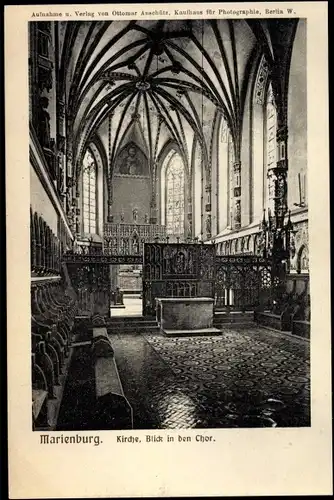 Ak Malbork Marienburg Westpreußen, Kirche, Blick in den Chor