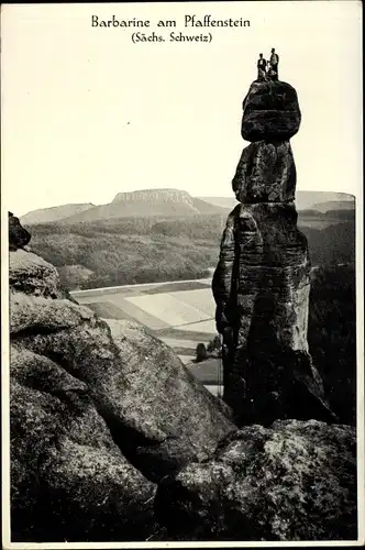 Ak Pfaffendorf Königstein an der Elbe Sächsische Schweiz, Barbarine, Schwierige Kletterei