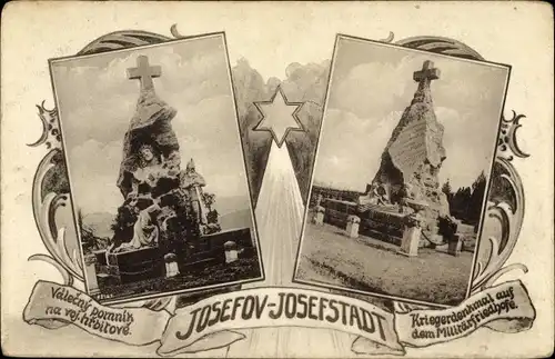 Ak Josefov Josefstadt Jaroměř Region Königgrätz, Kriegerdenkmal auf dem Militärfriedhof