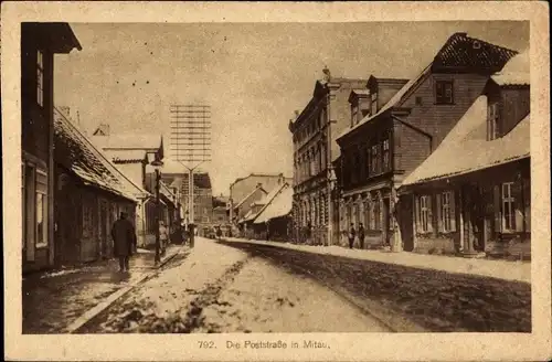 Ak Jelgava Mitau Lettland, Poststraße im Winter