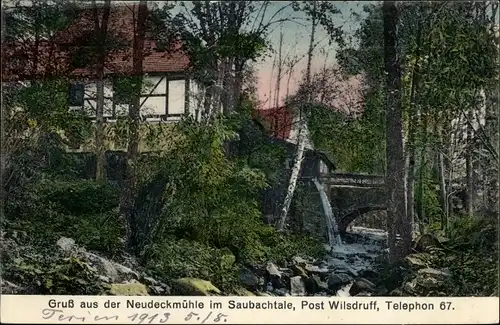 Ak Klipphausen in Sachsen, Neudeckmühle im Saubachtal