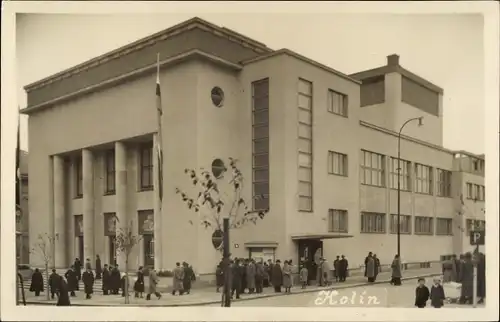 Foto Ak Kolín Köln an der Elbe Mittelböhmen, Straßenpartie, Gebäude