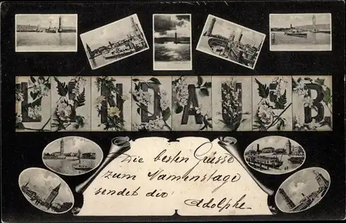 Buchstaben Ak Lindau am Bodensee Schwaben, Stadtansichten, Hafen