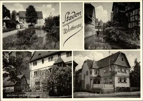 Ak Florstadt Staden Wetteraukreis, Schloss Isenburg, Ysenburg, Nidda, Gasthaus zur Post