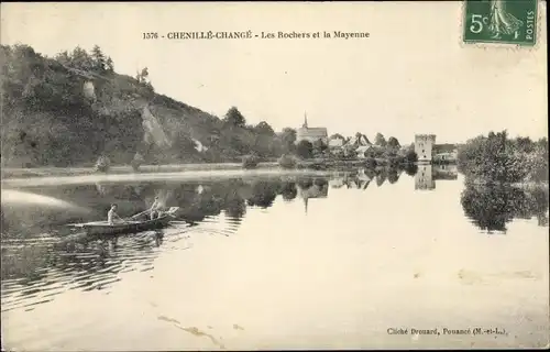 Ak Chenillé Changé Chenillé Champteussé, Les Rochers et la Mayenne