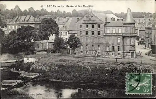 Ak Sedan Ardennes, La Meuse et les Moulins
