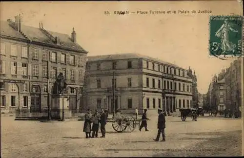 Ak Sedan Ardennes, Place Turenne et le palais de justice