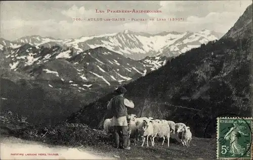 Ak Aulus les Bains Ariege, Plateau de Lers, moutons, berger