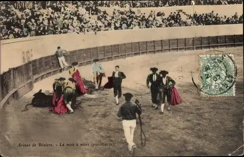 Ak Béziers Hérault, Arènes, La Mise à mort, puntilleros