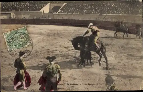 Ak Béziers Hérault, Arènes, Une bonne pique