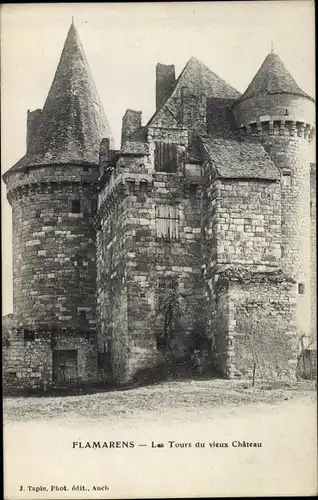 Ak Flamarens Gers, Les Tours du vieux Chateau