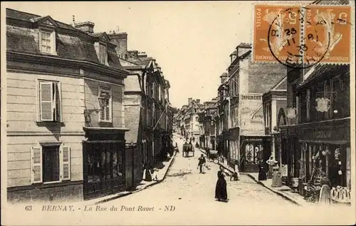 Ak Bernay Eure, La Rue du Pont Ravet