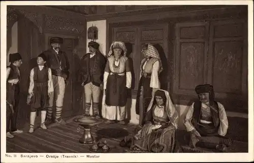 Ak Sarajevo Bosnien Herzegowina, Bosnische Tracht, Ethnographisches Museum