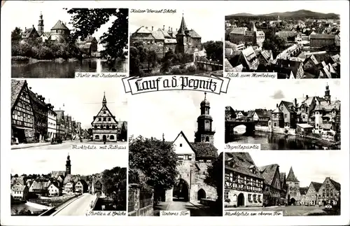 Ak Lauf an der Pegnitz, Kaiser Wenzel Schloss, Rathaus, Marktplatz