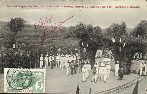 Ak Kindia Guinea, Inauguration de Chemin de Fer