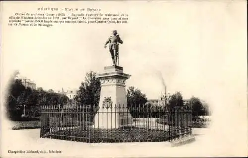 Ak Charleville Mézières Ardennes, Statue de Bayard