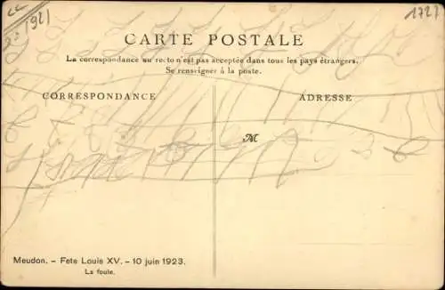 Ak Meudon Hauts de Seine, Fête de Louis XV., La foule, 1923