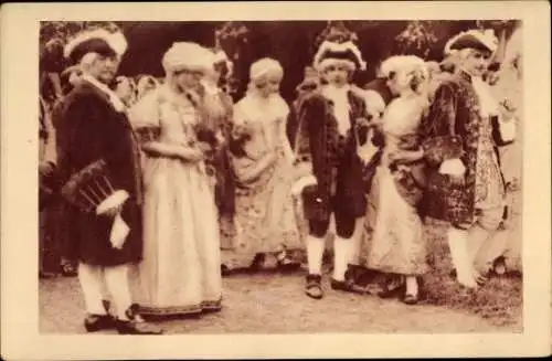 Ak Meudon Hauts de Seine, Fête de Louis XV., Groupe de seigneurs et de dames de la cour, 1923