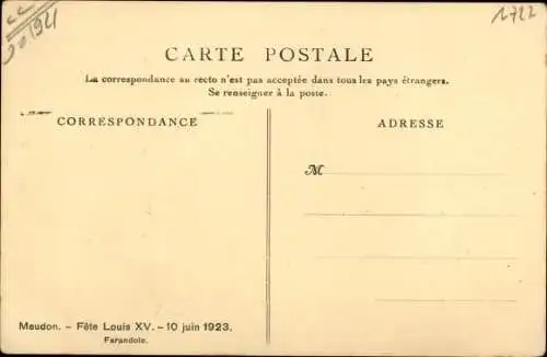 Ak Meudon Hauts de Seine, Fête Louis XV., 1923, Farandole