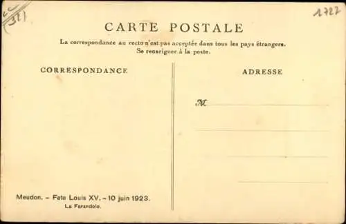 Ak Meudon Hauts de Seine, Fête Louis XV., 1923, La Farandole