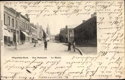 Ak Wignehies Nord, Rue Nationale, La Mairie