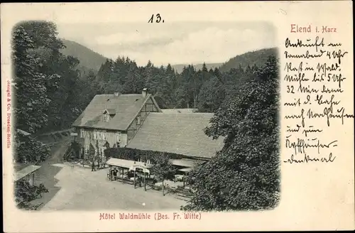 Ak Elend Oberharz am Brocken, Hotel Waldmühle