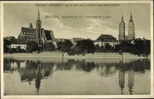 Ak Wrocław Breslau Schlesien, Kreuzkirche, Dom, Oderpartie