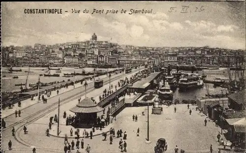 Ak Konstantinopel Istanbul Türkei, Pont de Stamboul, Blick auf den Ort